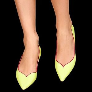 Sophia Webster Flats 38.5 Mint Patent Pink Trim Designer Pointed Toe Rare Pastel